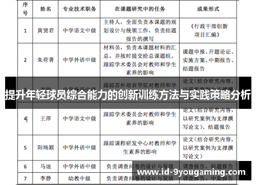 提升年轻球员综合能力的创新训练方法与实践策略分析